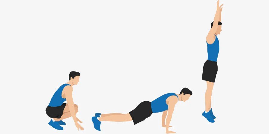 A person performing burpees, illustrating a high-intensity interval training exercise.