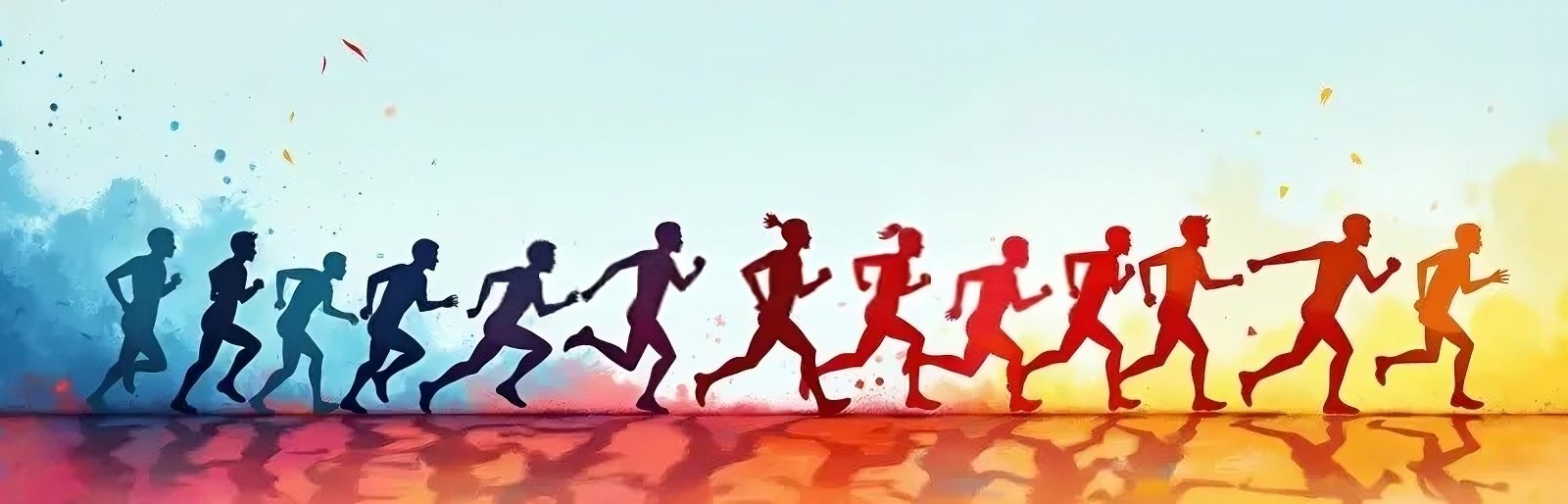 Dynamic shot of diverse athletes training, representing different fitness levels on Fit-Tigers.